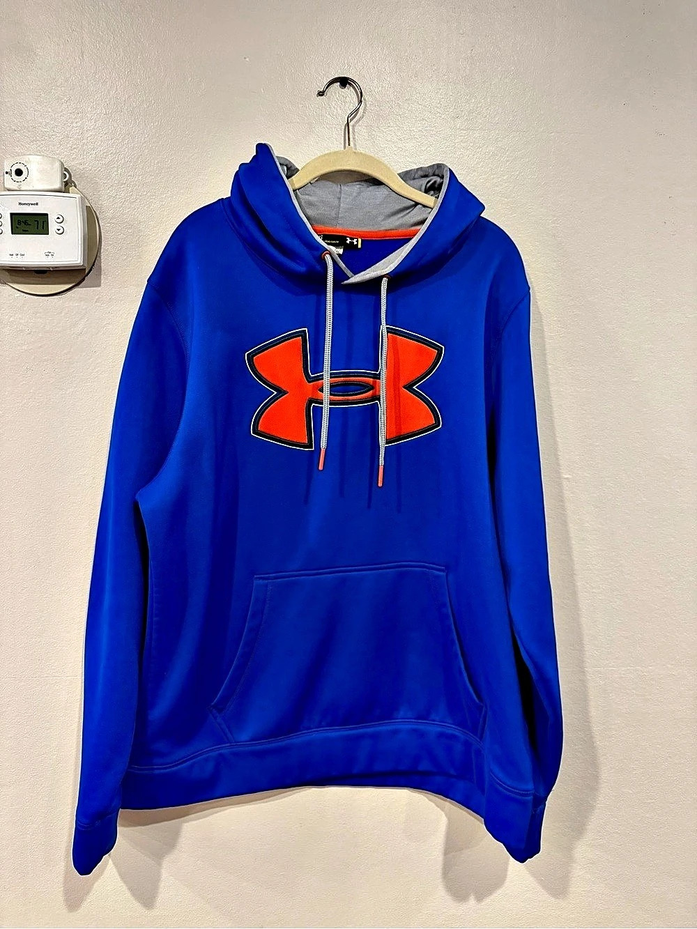 Under Armour Storm Big Logo Fleece Hoodie Blue & Orange Large